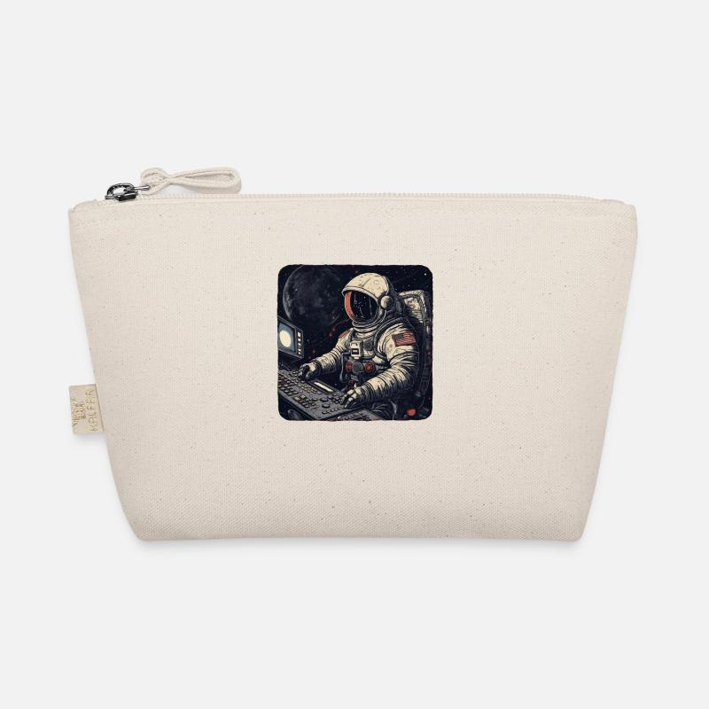 Cool retro astronaut operates computers Organic Pouch