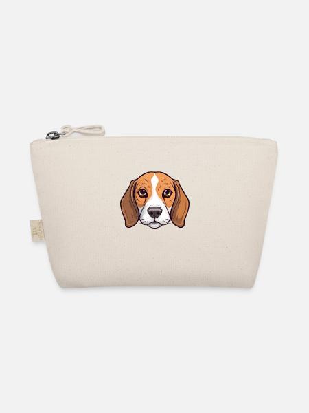 Beagle Head Comic Cartoon Look Dogs Happiness - Organic Pouch - nature - Front