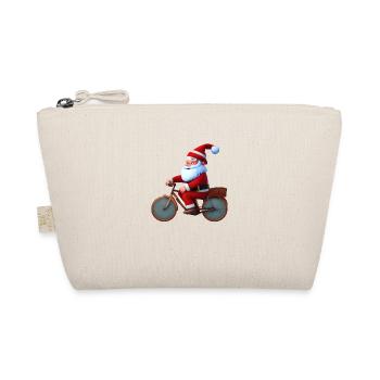 Christmas Cyclist Santa Claus Bicycle - Organic Pouch - nature - Front