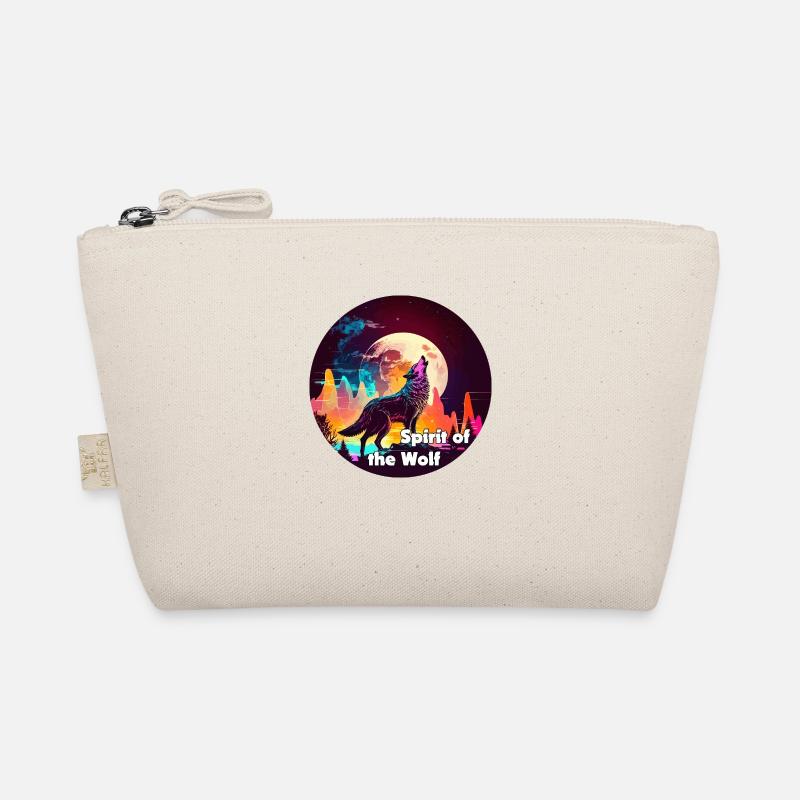 Wolf howling at the moon in synthwaves coloring Organic Pouch