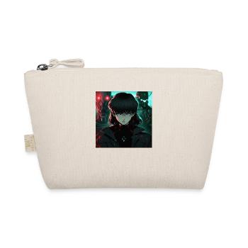 Dystopian Damsel: Anime-Style Woman in Black - Organic Pouch - nature - Front