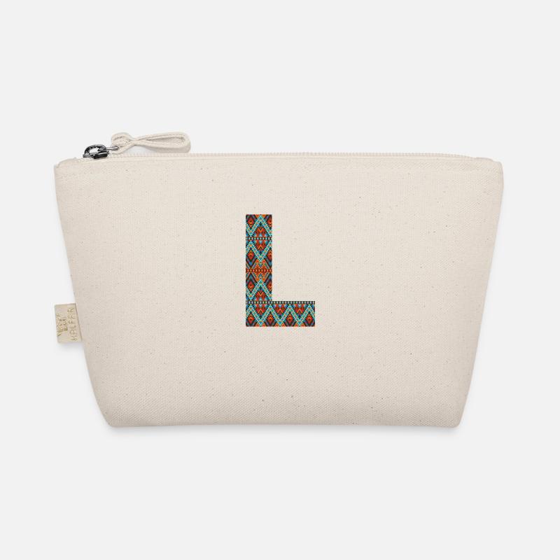Buchstabe L - Boho-Design, buntes Monogramm Bio-Täschchen