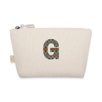 Lettre G- design boho, monogramme coloré - Trousse biologique - nature - Devant