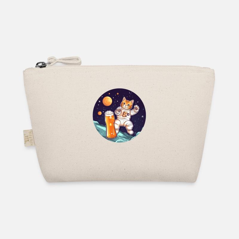 Cute cat with beer in space as an astronaut Organic Pouch