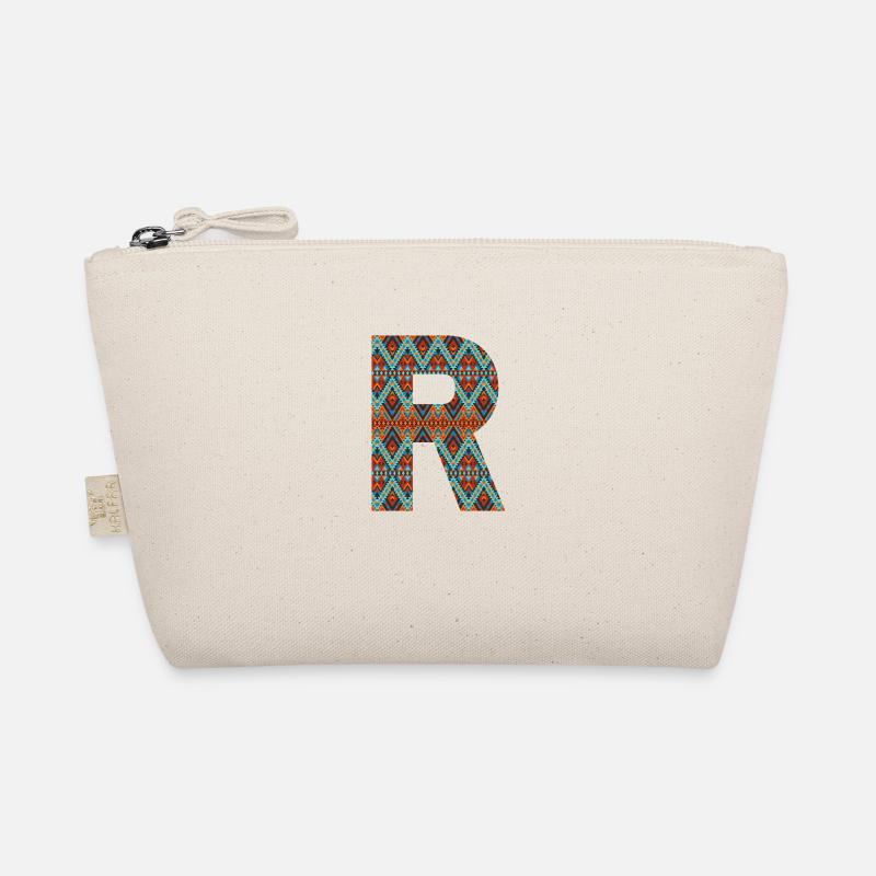 Buchstabe R- Boho-Design, buntes Monogramm Bio-Täschchen