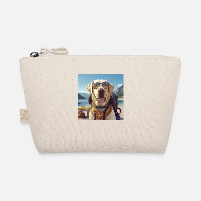 Labrador mit Sonnenbrille und Rucksack im Urlaub Bio-Täschchen