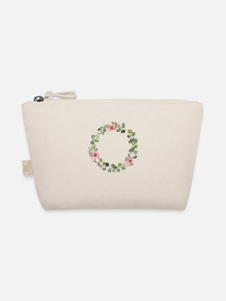 Modern flower wreath circle can be personalized - Organic Pouch - nature - Front