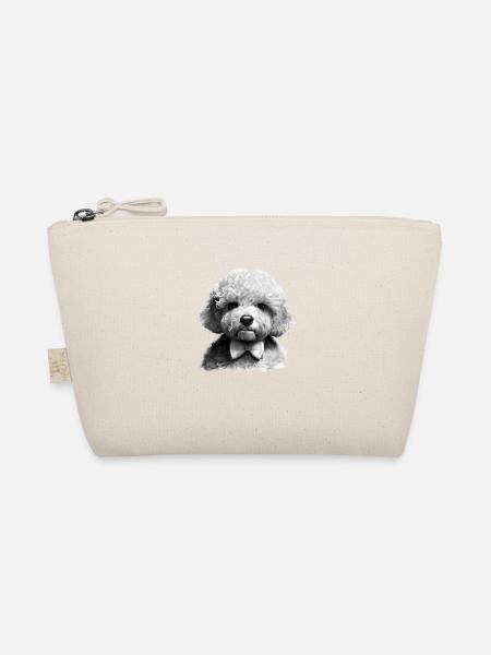Hundehalter Pudel Hundewelpe mit Fliege Pudelwelpe - Bio-Täschchen - Natur