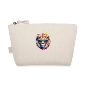 Bunter Löwe mit Vintage-Sonnenbrille - Bio-Täschchen - Natur - Vorne