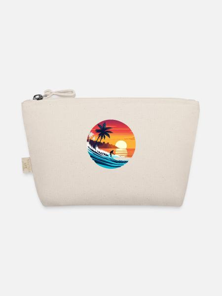 Surfer Sunset Retro Shirt - Bio-Täschchen - Natur