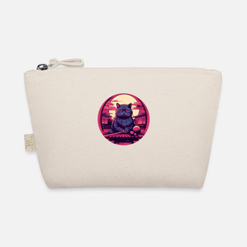 Synthwave japan Cat - Organic Pouch - nature