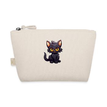 Little Black Kitten Cartoon Character - Organic Pouch - nature - Front