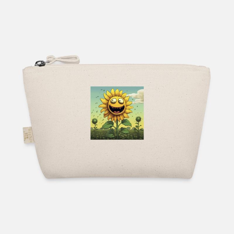 Lustighausen - Lachende Sonnenblume im Comic Stil - Bio-Täschchen - Natur