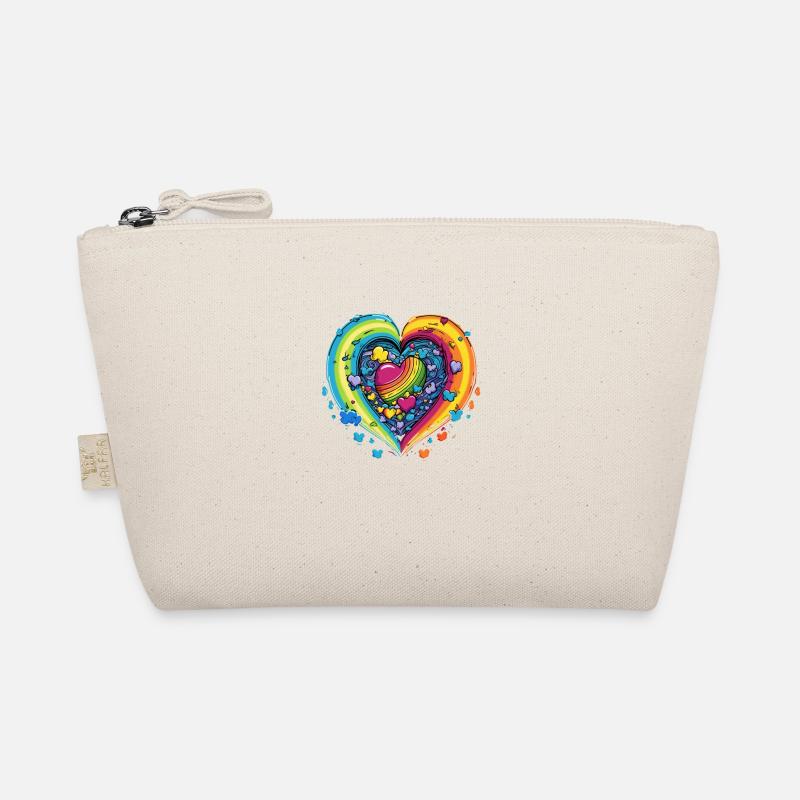 LGBTQAI+ Community Support Regenbogen Herzen - Bio-Täschchen - Natur