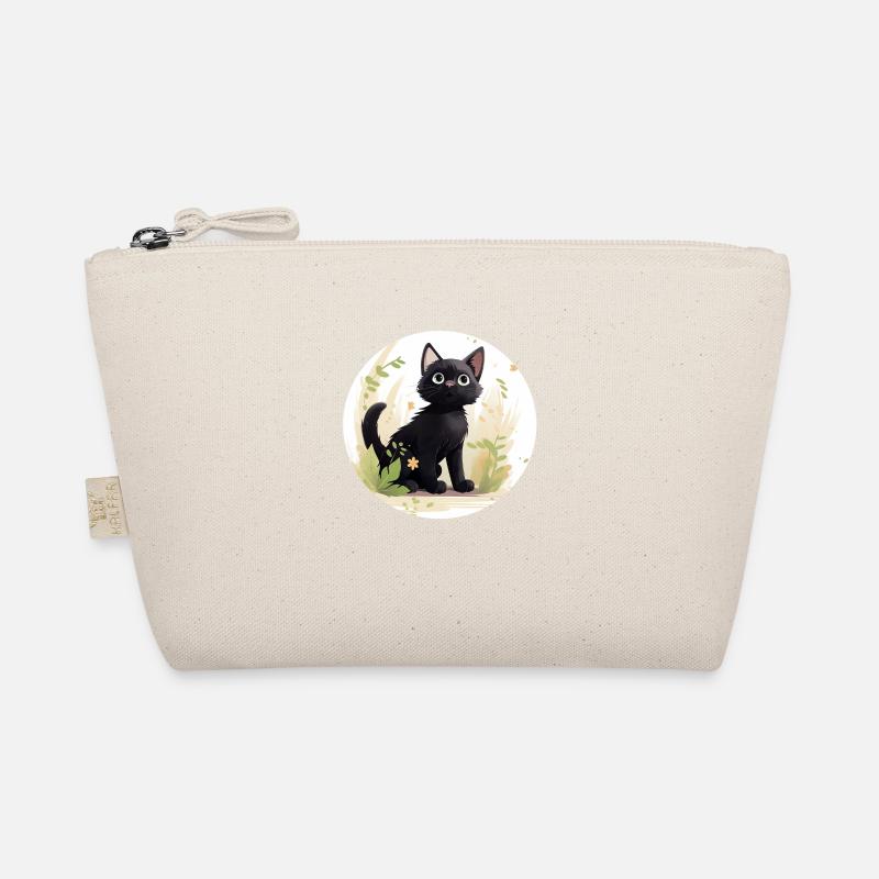 Cute black cat with summery background Organic Pouch