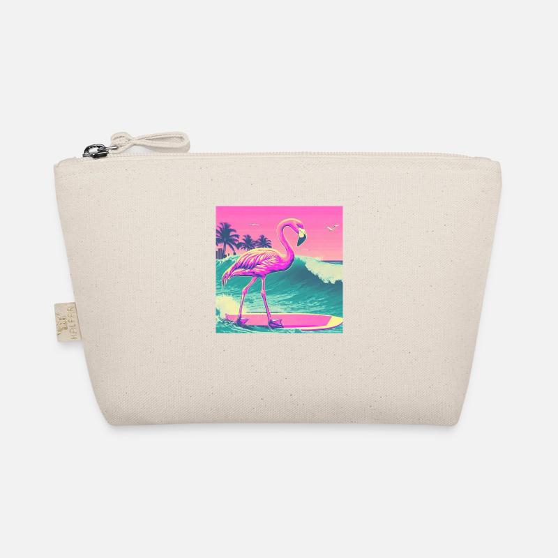 Surfen Flamingo Miami - Bio-Täschchen - Natur