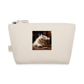 chillende Katze mit Bier | chilled cat with beer - Bio-Täschchen - Natur - Vorne