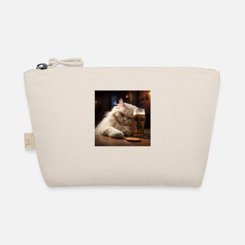 chillende Katze mit Bier | chilled cat with beer Bio-Täschchen