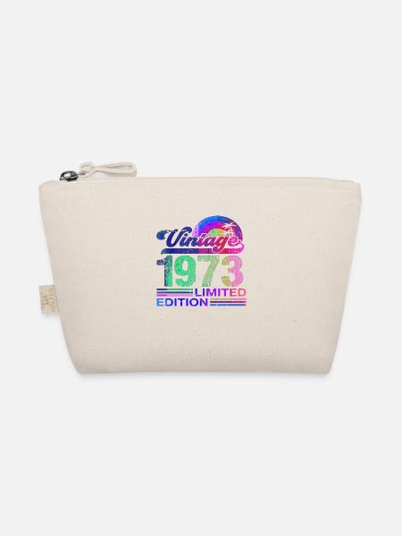 50th Birthday vintage retro Born in 1973 Birthday - Organic Pouch - nature