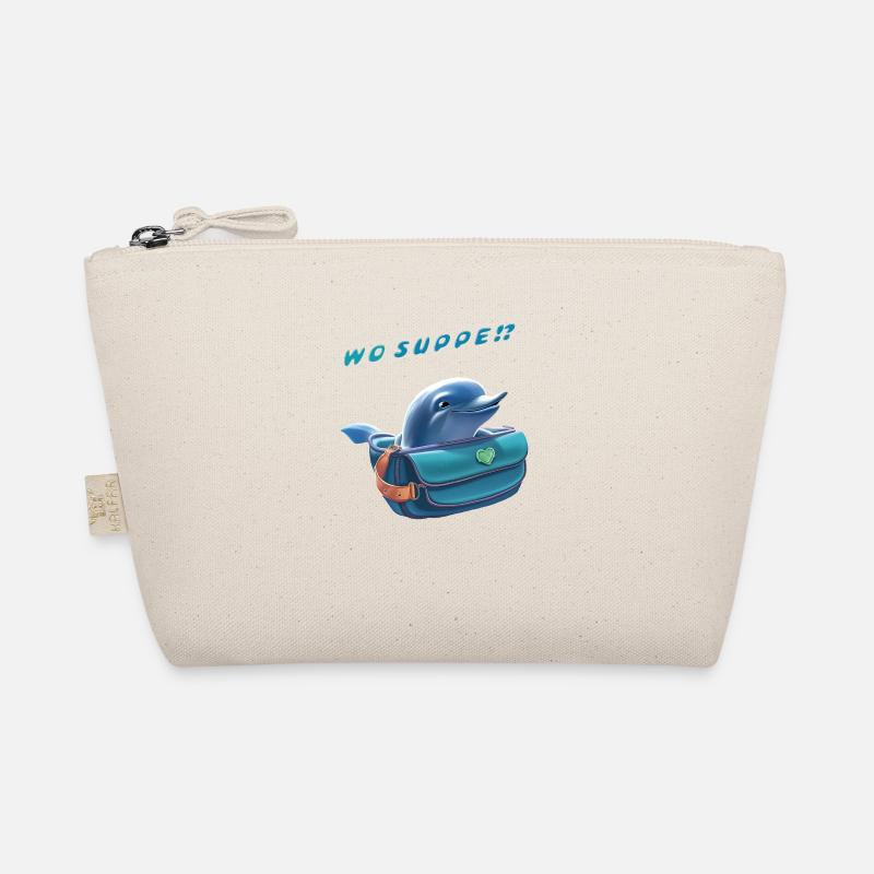 Süßer Delfin schaut aus einer Bauchtasche Bio-Täschchen