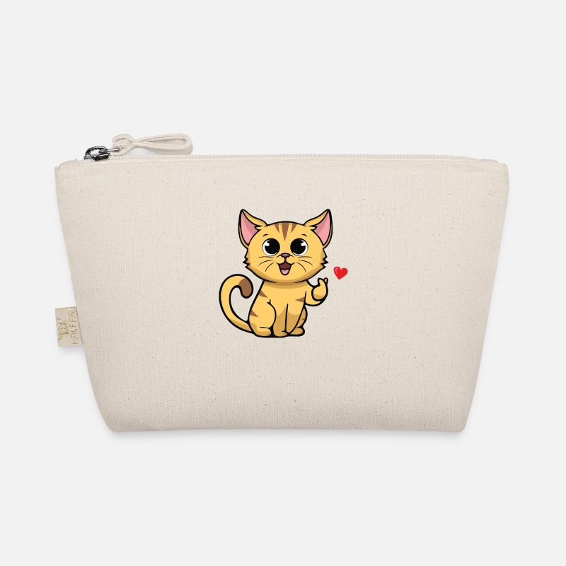 Chat mignon avec signe de cœur Trousse biologique