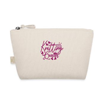 Knitting Queen, Knitting Crochet Handmade Hobby - Organic Pouch - nature - Front
