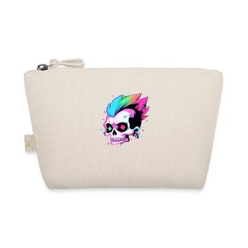 Cute Punk Skull / Kawaii Punk Skull - Organic Pouch - nature - Front