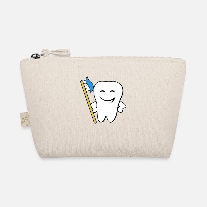 Funny tooth brushing his teeth with a toothbrush Organic Pouch