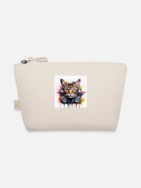 Music Cat with Graffiti - Bio-Täschchen - Natur