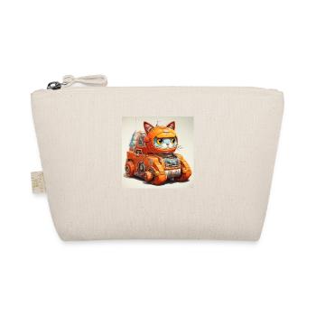 1970s SciFi Anime Robot Car Cat - Organic Pouch - nature - Front