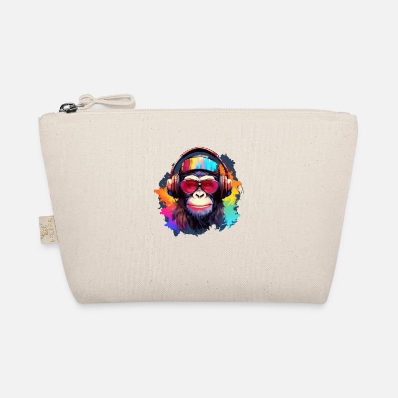 Singe cool avec des écouteurs et des lunettes de soleil Trousse biologique