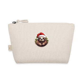 Santa Sloth funny Sloth with Christmas Hat - Bio-Täschchen - Natur - Vorne