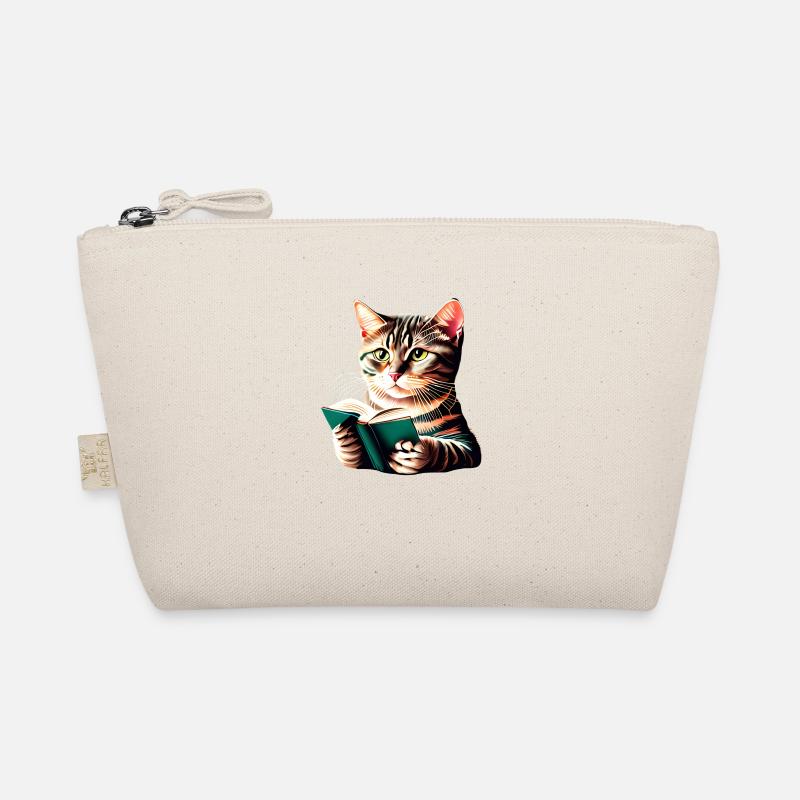 Katze Lesen Hauskatze Bücher Kater Buch Kätzchen - Bio-Täschchen - Natur