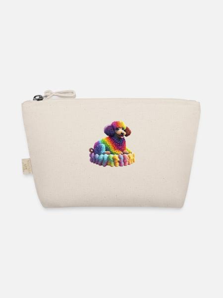 Regenbogen Pudel - Bio-Täschchen - Natur