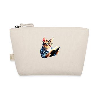 Katze Buch Kätzchen Bücher Lesen Hauskatze Kater - Bio-Täschchen - Natur - Vorne