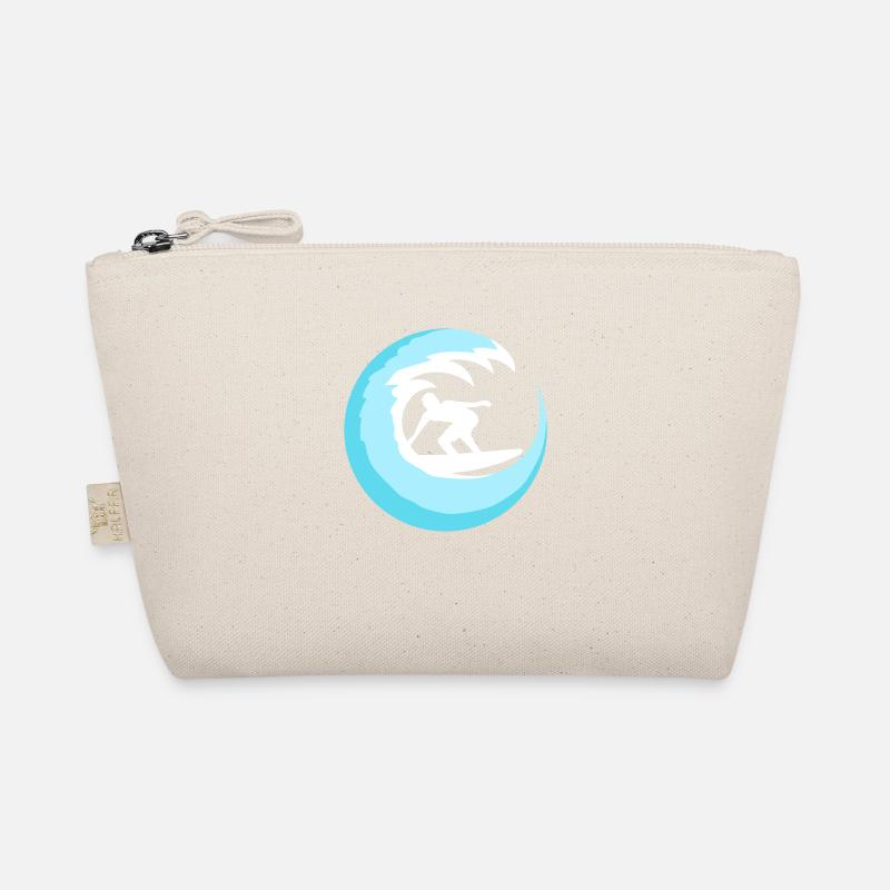 Surfer Surfboard Round Blue Circle Wave Surfing Organic Pouch
