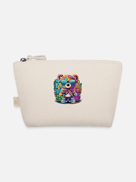 Grafitti teddy bear - Organic Pouch - nature
