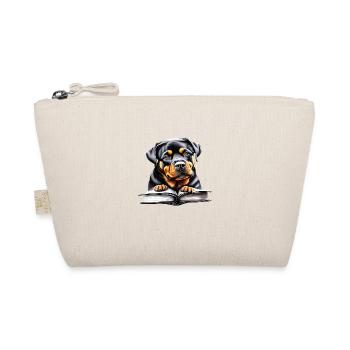 Rottweiler Dog Book Reading Rottweiler Puppy Dogs - Organic Pouch - nature - Front