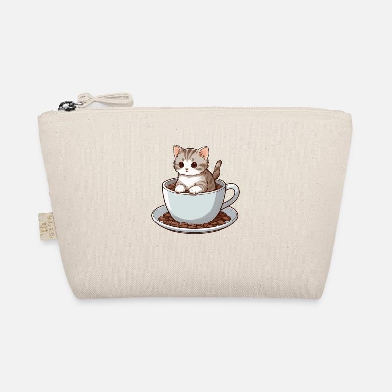 Katze sitzt in Kaffeetasse Kaffeetrinker Bio-Täschchen