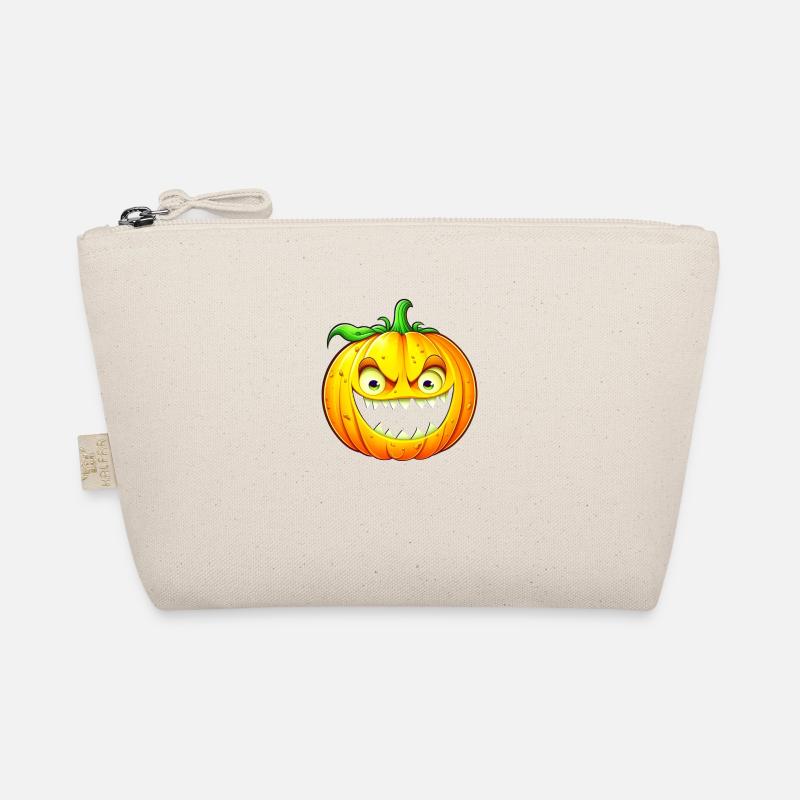 halloween, scary pumpkin with sharp teeth Organic Pouch