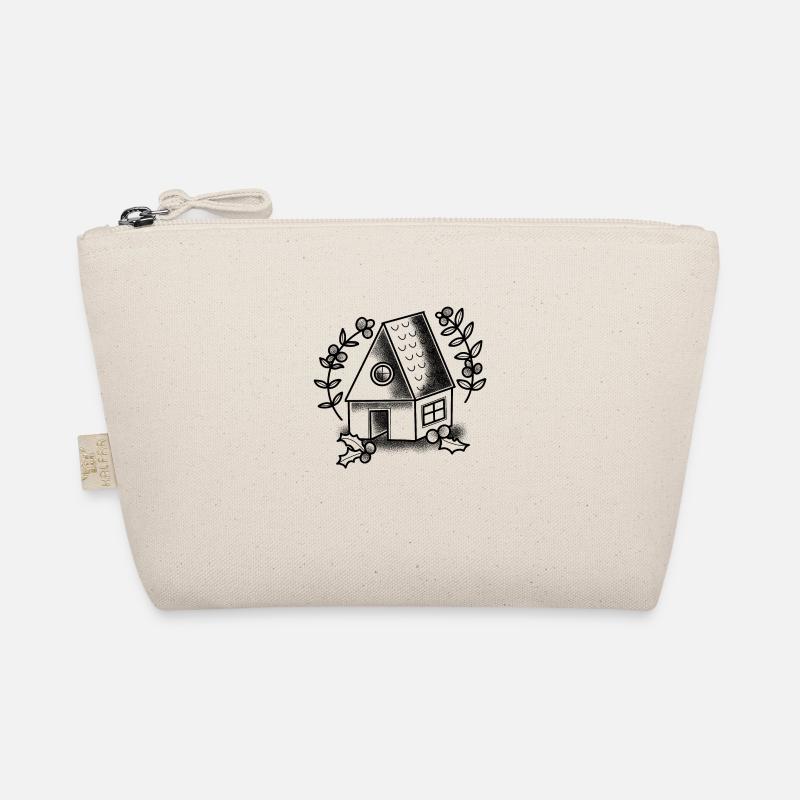 Maison de Noël de style tatouage foncé avec des fleurs Trousse biologique
