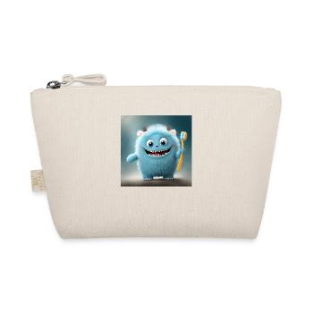 cute little fluffy monster toothbrush brush teeth - Organic Pouch - nature - Front