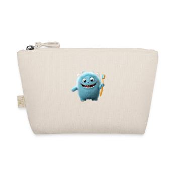 cute little fluffy monster toothbrush brush teeth - Organic Pouch - nature - Front