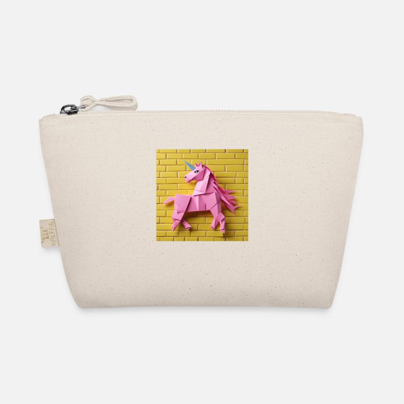 Pinkes Einhorn vor gelber Wand - Bio-Täschchen - Natur