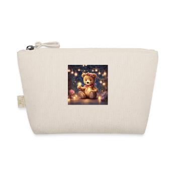 Mädchen Teddy unter Lichterketten - Bio-Täschchen - Natur - Vorne