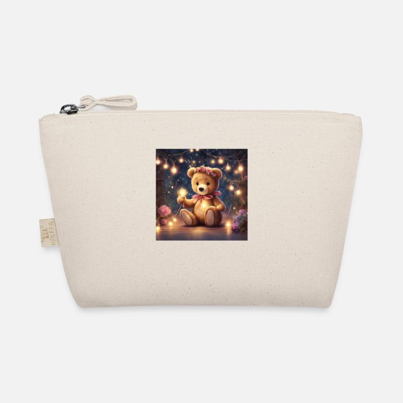 Mädchen Teddy unter Lichterketten Bio-Täschchen