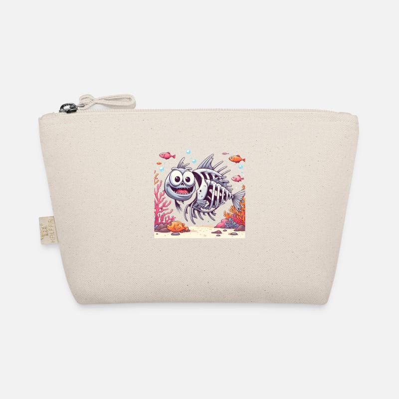 Skeleton Fish Cartoon 3 - Organic Pouch - nature