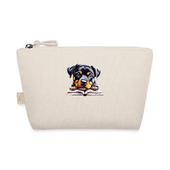 Rottweiler Dog Book Reading Rottweiler Puppy Dogs - Organic Pouch - nature - Front
