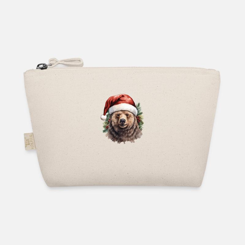 Bear with a christmas hat bonnet, t shirt, mug Organic Pouch