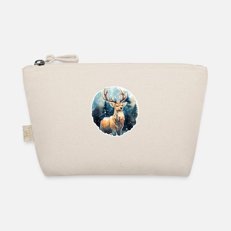 Hirsch im schneebedeckten Wald Bio-Täschchen